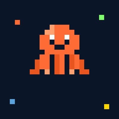 Genesis Octopi #1 - Orange pixel octopus